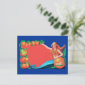 Zeemeermin met Fruit  Crate Art Briefkaart (Staand voorkant)