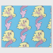 Zeemeermin met geel haar cadeaupapier (Vlak)
