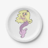 Zeemeermin met geel haar papieren bordje (Voorkant)