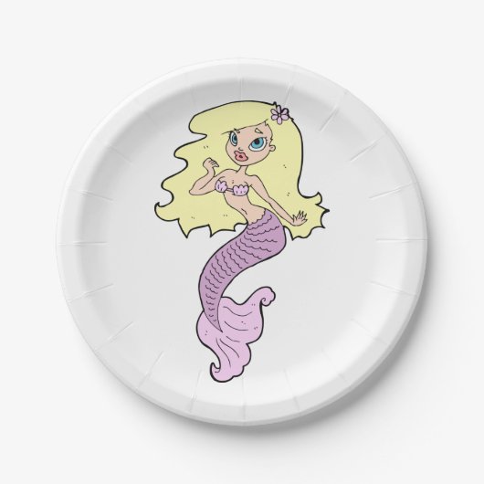 Zeemeermin met geel haar papieren bordje (Voorkant)