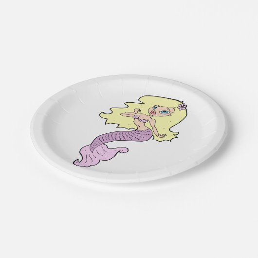 Zeemeermin met geel haar papieren bordje (Gekanteld)