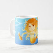  zeemeermin met goudvis onder water koffiemok (Voorkant links)