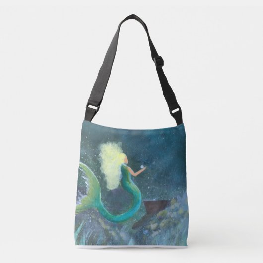 Zeemeermin met haar parel crossbody tas (Voorkant)