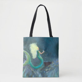 Zeemeermin met haar parel tote bag