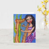 Zeemeermin met harp notenkaart kaart (Gele Bloem)