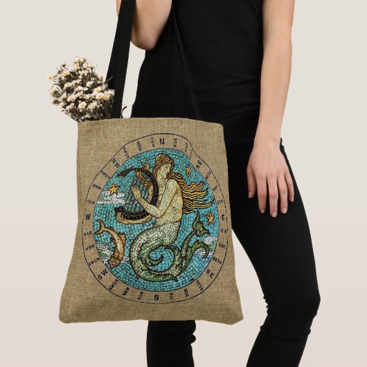 Zeemeermin met Harp Tote Bag (Dichtbij)