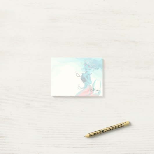 Zeemeermin met juwelen 4x3 post-it® notes (Op bureau)