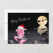 Zeemeermin met Kerstmis en Slaapse kerst Feestdagenkaart (Voorkant / Achterkant)