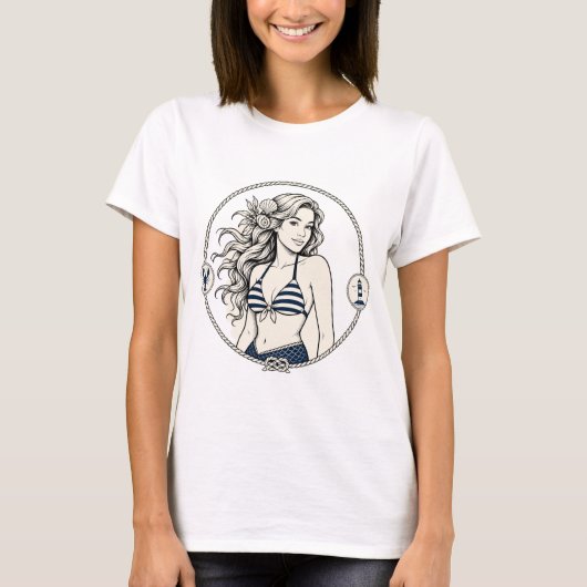 Zeemeermin Met Kreeften T-shirt (Voorkant)