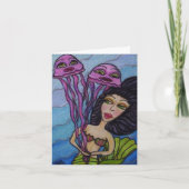 Zeemeermin met kwal bedankaart bedankkaart (Voorkant)