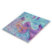 Zeemeermin met kwallen kunst door Renee Lavoie Tegeltje (Zijkant)