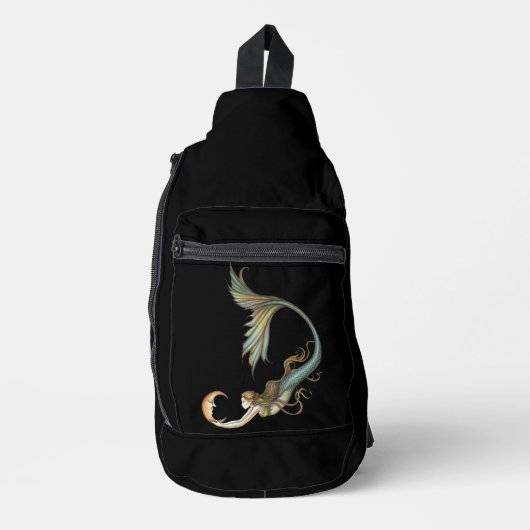 Zeemeermin met Maan Fantasie Kunst Sling Bag (Voorkant)