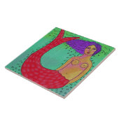 Zeemeermin met Paarse Hair Abstracte Digitale Schi Tegeltje (Zijkant)