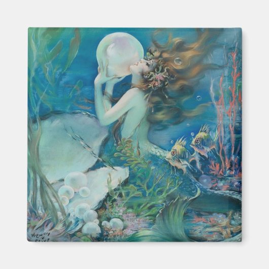 zeemeermin met parelmagneet magneet (Voorkant)