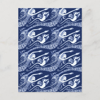 Zeemeermin met parels en zeepaardje briefkaart