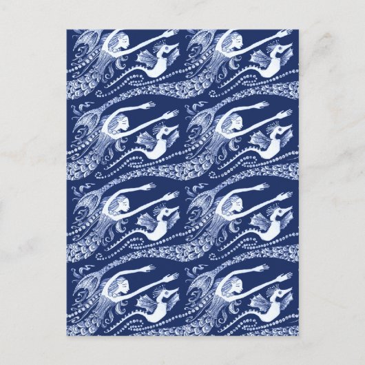 Zeemeermin met parels en zeepaardje briefkaart (Voorkant)