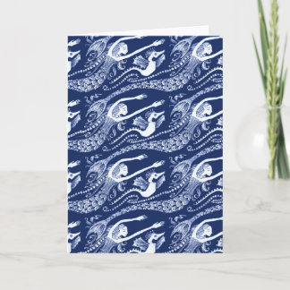 Zeemeermin met parels en zeepaardje kaart