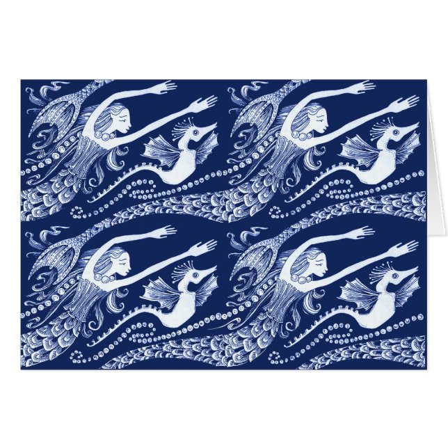 Zeemeermin met Pearls en Seahorse (Voorkant Horizontaal)