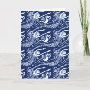 Zeemeermin met Pearls en Seahorse Kaart