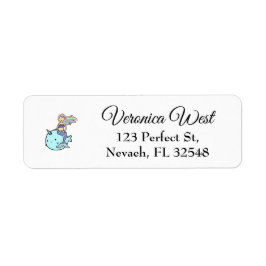 Zeemeermin met Rainbow Hair Riding Pet Narwal Etiket