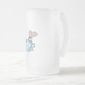 Zeemeermin met Rainbow Hair Riding Pet Narwal Matglas Bierpul (Voorkant rechts)