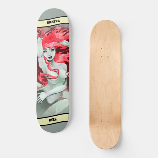 Zeemeermin met rode skateboard (Voorkant)