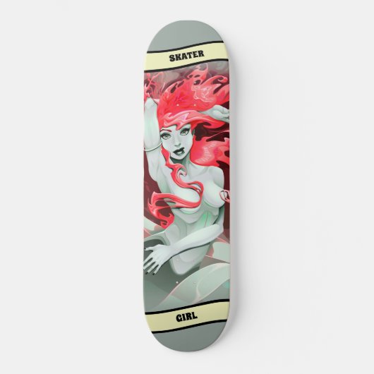 Zeemeermin met rode skateboard (Voorkant)