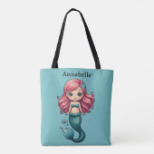 Zeemeermin met rood haar personaliseren tote bag (Achterkant)