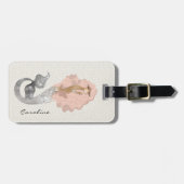 Zeemeermin met roze haar en Jouw naam Bagagelabel (Voorkant horizontaal)