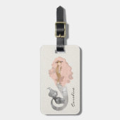 Zeemeermin met roze haar en Jouw naam Bagagelabel (Voorkant verticaal)