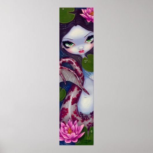 Zeemeermin met roze Lotus gothic big eye Art Print (Voorkant)