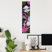 Zeemeermin met roze Lotus gothic big eye Art Print (Thuiskantoor)