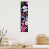 Zeemeermin met roze Lotus gothic big eye Art Print (Keuken)