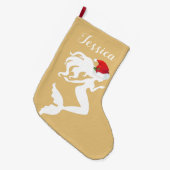 Zeemeermin met Santa Hat Stocking Grote Kerstsok (Voorkant (Hangend))