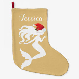 Zeemeermin met Santa Hat Stocking Grote Kerstsok