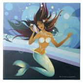 Zeemeermin met schelp tot oor tegeltje (Voorkant)