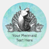  zeemeermin met Seashells Ronde Sticker (Voorkant)
