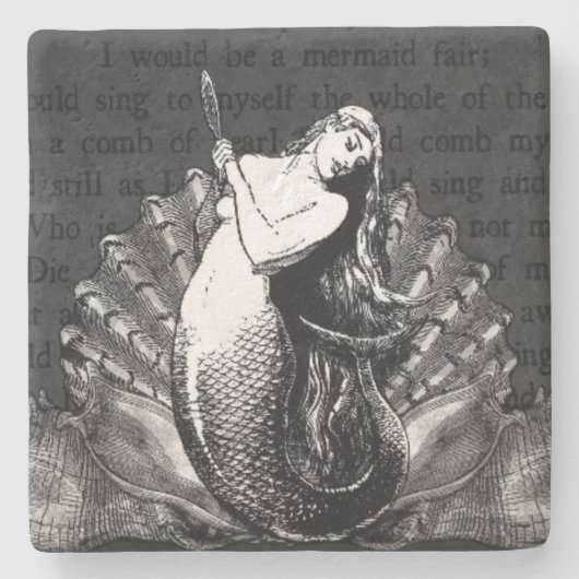 zeemeermin met Seashells Stenen Onderzetter (Voorkant)