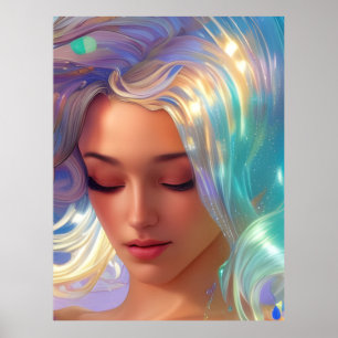 Zeemeermin met Shimmering Hair Poster