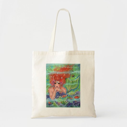 Zeemeermin met tropische viskunst door Renee Lavoi Tote Bag (Voorkant)