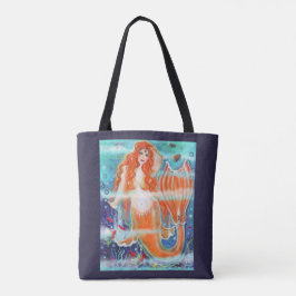 Zeemeermin met tropische viskunst door Renee Lavoi Tote Bag