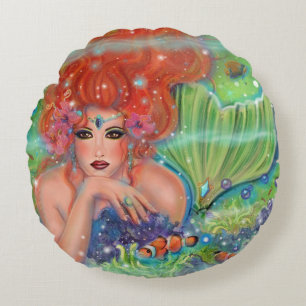 Zeemeermin met tropische vissen kunst van Renee La Rond Kussen