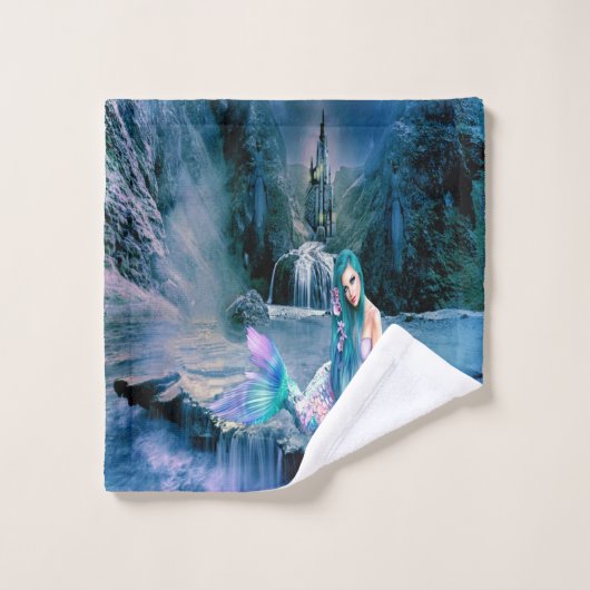 Zeemeermin met turkooishaar bad handdoek (Wasdoekje)