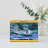 Zeemeermin met turkooishaar briefkaart (Staand voorkant)