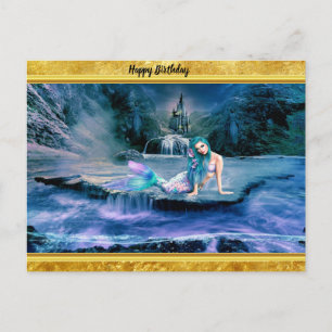 Zeemeermin met turkooishaar briefkaart