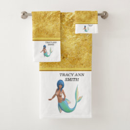 Zeemeermin met turkooishaar en staart bad handdoek