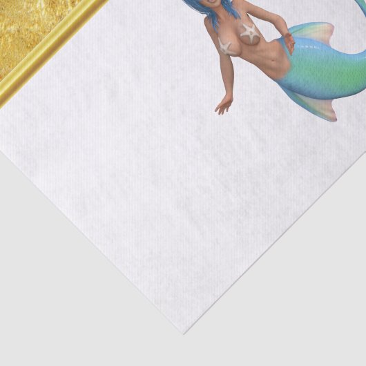 Zeemeermin met turkooishaar en staart tissuepapier