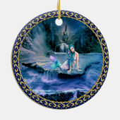 Zeemeermin met turkooishaar keramisch ornament (Achterkant)