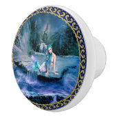 Zeemeermin met turkooishaar keramische knop (Rechts)