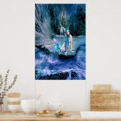 Zeemeermin met turkooishaar poster (Keuken)